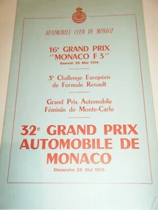PROGRAMM MONACO GRAND PRIX GP 1974 F1 FORMEL 3 REGELUNGSFAHRPLAN - Bild 1 von 4