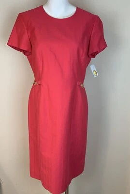 Nuevo con etiquetas Vestido Vaina Talbots Para Mujer Rosa Manga Corta Mezcla de Algodón Forrado 12P Foto 1 de 4