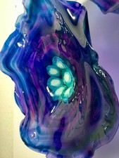 translucent plastic flower Royal blue  wall mount art 10”- 13” 