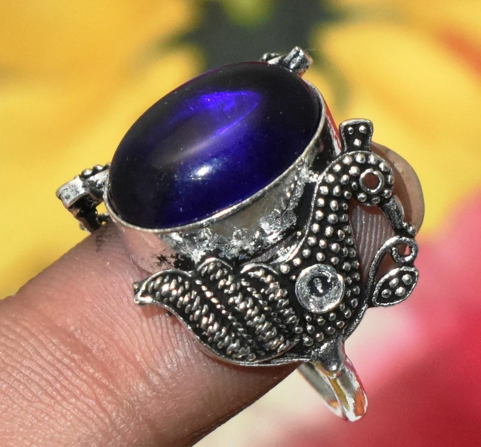 坦桑石石英宝石戒指 鸭式 美国 尺寸 8" U328-E123 — 第 1/1 张图片