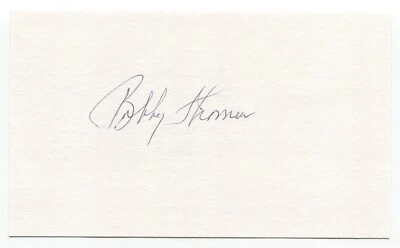 Bobby Thomson Signed 3x5 Index Card Autograph Baseball MLB 1951 New York Giants - Image 1 of 2
