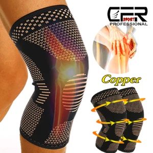 Copper Knee Brace Sleeve Patella Support Sports Gym Arthritis Tendon Joint Pain - Picture 1 of 14