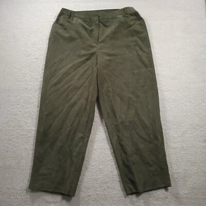Jaclyn Smith Plus Size 20W Dress Pants Green Suede Like High Rise Elastic Waist - Picture 1 of 12