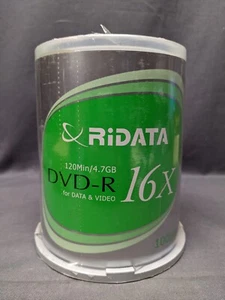 100-PK 16X Ridata DVD-R Blank Storage Media Disc 4.7GB 120Min NEW Sealed - Picture 1 of 5