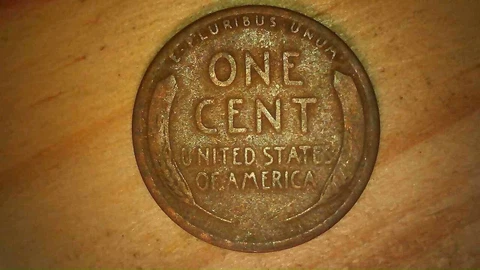 1927 Denver mint Wheat cent, ungraded, circulated #613-15 Cover