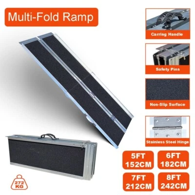 Multi-Folding Aluminium Wheelchair Ramp - 272kg Rated Loading Portable Non-Slip - image 1 of 4