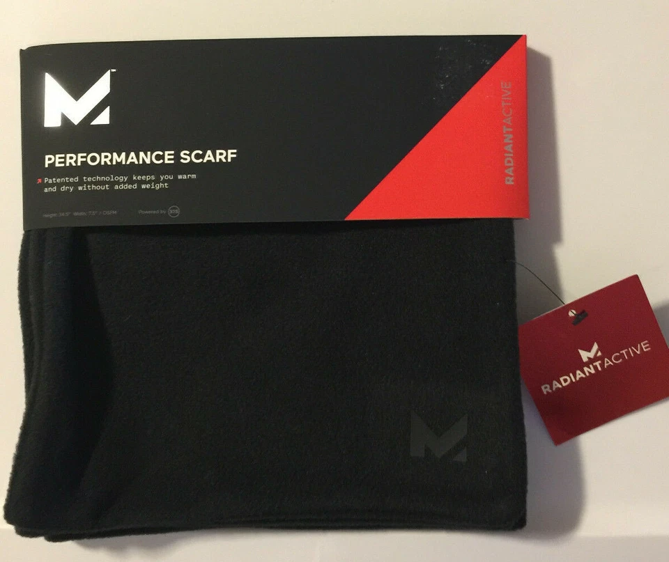 Mission Active Radiantactive Outdoor Training Running Performance Black Scarf