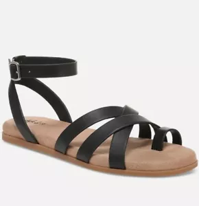 STYLE & CO Womens 10M Black Criscross Straps Round Toe Sandals Shoe - Picture 1 of 8