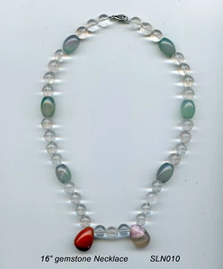 Mixed gemstone necklace with gemstone drops 16" long sln010 - Picture 1 of 1