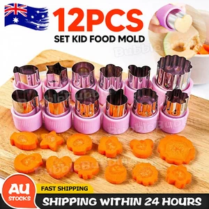12x Stainless Steel Fruit Vegetable Mini Cookie Shape Cutter Kid Food Mold DF - Picture 1 of 9