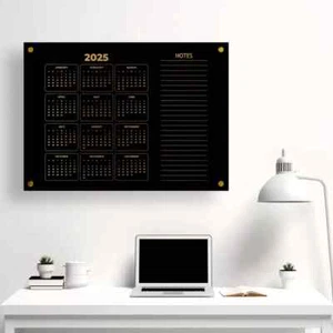 Black Acrylic Wall Calendar,Family Wall Planner,Monthly&Weekly Dry Erase Board - Picture 1 of 8