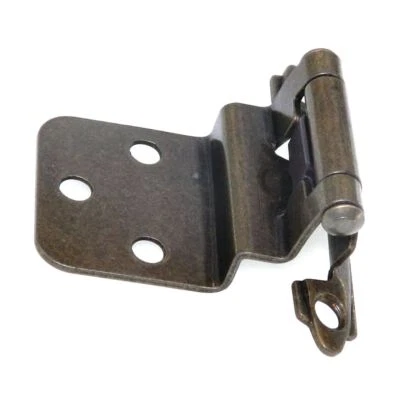 Par de dobradiças de gabinete antigas de latão P143-AB Hickory 3/8" inserção fechamento automático - Imagem 1 de 4