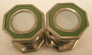 Green Octagon Vintage KUM A PART BAER & WILDE Snap Style Cuff Links - Picture 1 of 6
