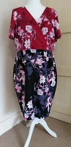 BNWT Paper Dolls Dress Bodycon Floral Print Black Pink RRP £52 Plus Size 22 - Picture 1 of 7