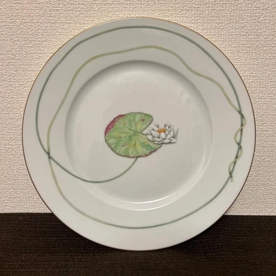 Plato de cena Hermes Nil 27 cm verde loto nilo porcelana vajilla redonda Francia Foto 1 de 4