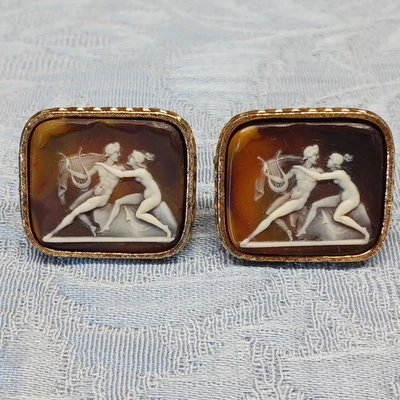 Gemelos Dante de Colección Obra Maestra Museo Incolay Camafeo Tono Dorado y Marrón Foto 1 de 4