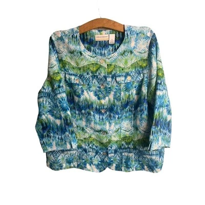 Chaqueta Ligera Alfred Dunner Azul/Verde Tie Dye 18W Foto 1 de 4