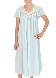 Vintage Silk Essence Miss Elaine Aqua Blue Nightgown Women's XL - Picture 1 of 8
