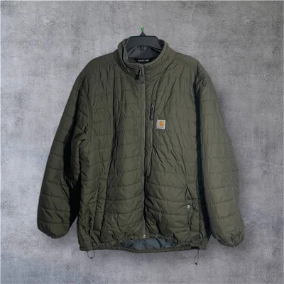 Carhartt Rain Defender Puffer Jacket Mens XL Drk Green Relaxed Fit 012208M USED - Image 1 of 4