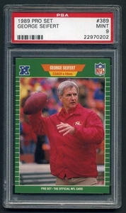 1989 Pro Set #389 George Seifert HC Rookie Card PSA 9 Mint San Francisco 49ers - Picture 1 of 2