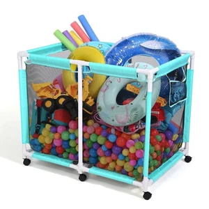 AplusChoice 214 Gallon Pool Float Storage Bin 6 Wheels Rolling Cart Sky Blue - Picture 1 of 10