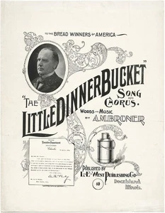 1896 William McKinley LITTLE DINNER BUCKET Campaign Sheet Music - Picture 1 of 2