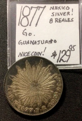 1877 Mexico Silver! 8 Reales! Go. Guanajuato! Nice Coin!  - Image 1 of 3