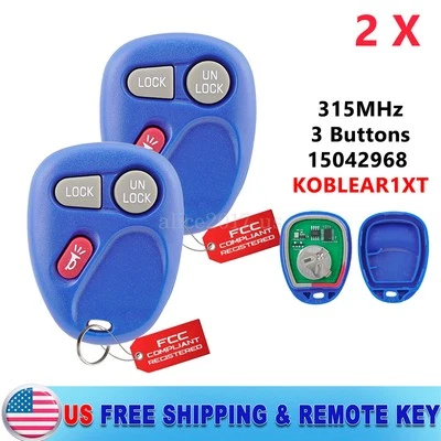 2 For 2001 2002 GMC Sierra 1500 2500 3500 Remote Control Key Fob 3Btn 15042968 - Image 1 of 4