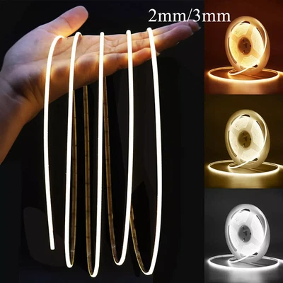 Tira de luz LED delgada COB 12V tira LED cinta lámpara cinta 480leds/m hogar habitación hágalo usted mismo Foto 1 de 4