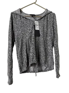 GIBSON NUOVO accogliente top aderente in pile grigio leopardato XS - Foto 1 di 3