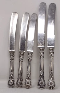 Lot of 5 Antique Sterling Silver Handled LaTema Blade Dinner Knife Monogrammed - Picture 1 of 9