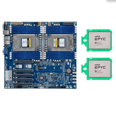 Gigabyte MZ72-HB2 +AMD EPYC 7742x2 REV:3.0 Dual Socket Server Board DDR4 SP3 - Image 1 of 4