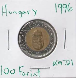 Moneda Hungría 100 florines 1996 KM721, bimetálica - Imagen 1 de 2