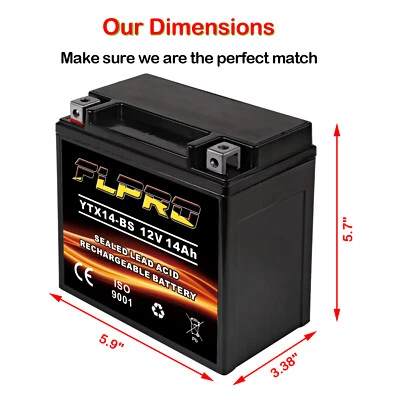 Sealed AGM YTX14 BS Battery for Yamaha Trophy FJ1200/FZR1000/GTS1000/SRV850 Foto 1 de 4