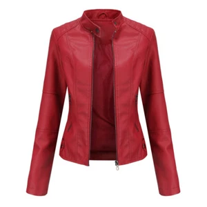 Womens Leather Jacket Slim Fit Coat Designer Genuine Leather Top Motorcycle\\ - Picture 1 of 33