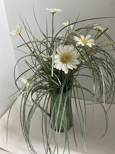 Silk Flowers in a Green Metal Pitcher 18 inches high - Picture 1 of 5