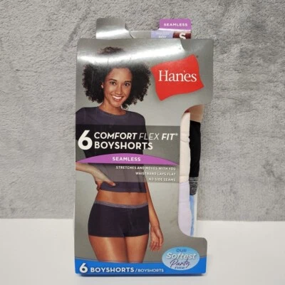 Paquete de 6 pantalones cortos elásticos de microfibra pequeños Hanes Comfort Flex Fit para mujer Foto 1 de 3
