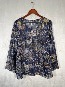 Style & Co Womens Blouse Top Plus SZ 2X Paisley Floral 3/4 Sleeve Fairy Boho - Picture 1 of 14