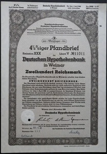 200 Reichsmark 1939 - WEIMAR / Germany Loan Bond - Series: 11011 - "W64" - Picture 1 of 4