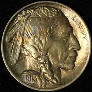 1913 5c Type 1 Buffalo Nickel - Great Color - Free Shipping USA - Picture 1 of 3