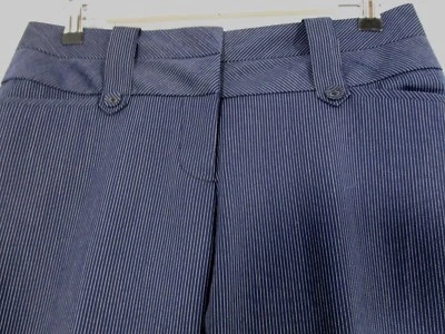 Pantalones boho Charlotte Russe para mujer talla 2 azul marino a rayas elásticos pierna ancha Foto 1 de 4