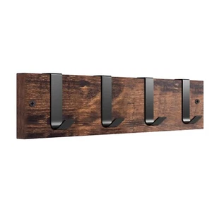 Gancio da parete in legno con 4 rack sospeso montato in ferro 40 x 7,9 cm - Foto 1 di 11