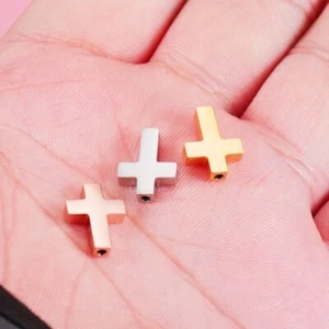 10pcs Rose Gold Stainless Steel Cross Beads Metal Loose Spacer Crafts 13x10mm - Afbeelding 1 van 9