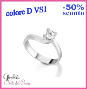 ANELLO SOLITARIO ORO BIANCO DIAMANTE NATURALE D VS1 0.70 CARATI CERTIFICATO DGC - Imagen 1 de 5