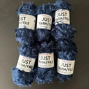 Premier Just Yarn Eyelash Lot of 6 Artic Navy / Dark Blue 2088-10 - 1.76 oz 107y - Picture 1 of 4