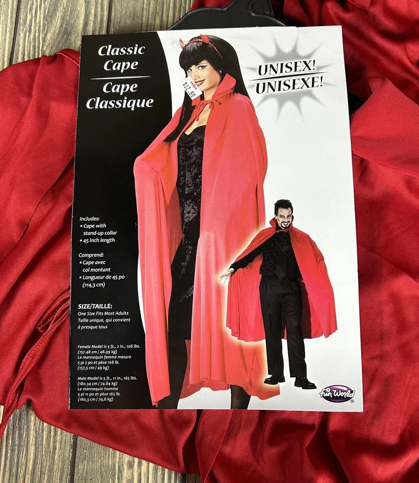 Divertido Accesorio Disfraz Halloween Capa Roja Clásico Mundial Unisex Talla Única Se Adapta a la mayoría Foto 1 de 4