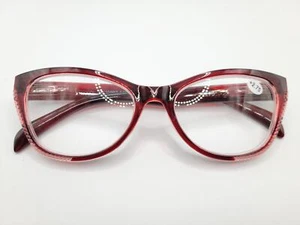 Stylish Burgundy Cateye Reading Glasses +2.75 Spring Hinges - Picture 1 of 1