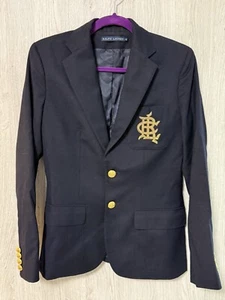 RALPH LAUREN Tailored Sakko Blazer dunkelblau RLC Logo Wolle Damen 6 Größe "S" - Bild 1 von 8