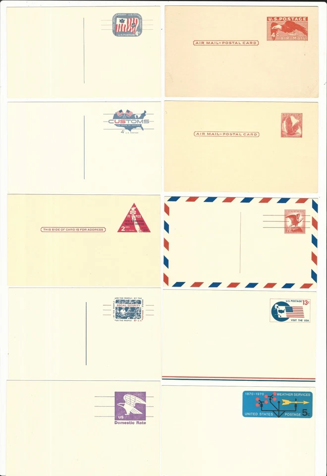 Usa: Lot of 10 different postal stationery card, some air mail unused, EBN028 - Image 1 of 1