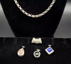 CNA Sterling Silver 18" Necklace with 3 Interchangeable Slide Pendants - Picture 1 of 11